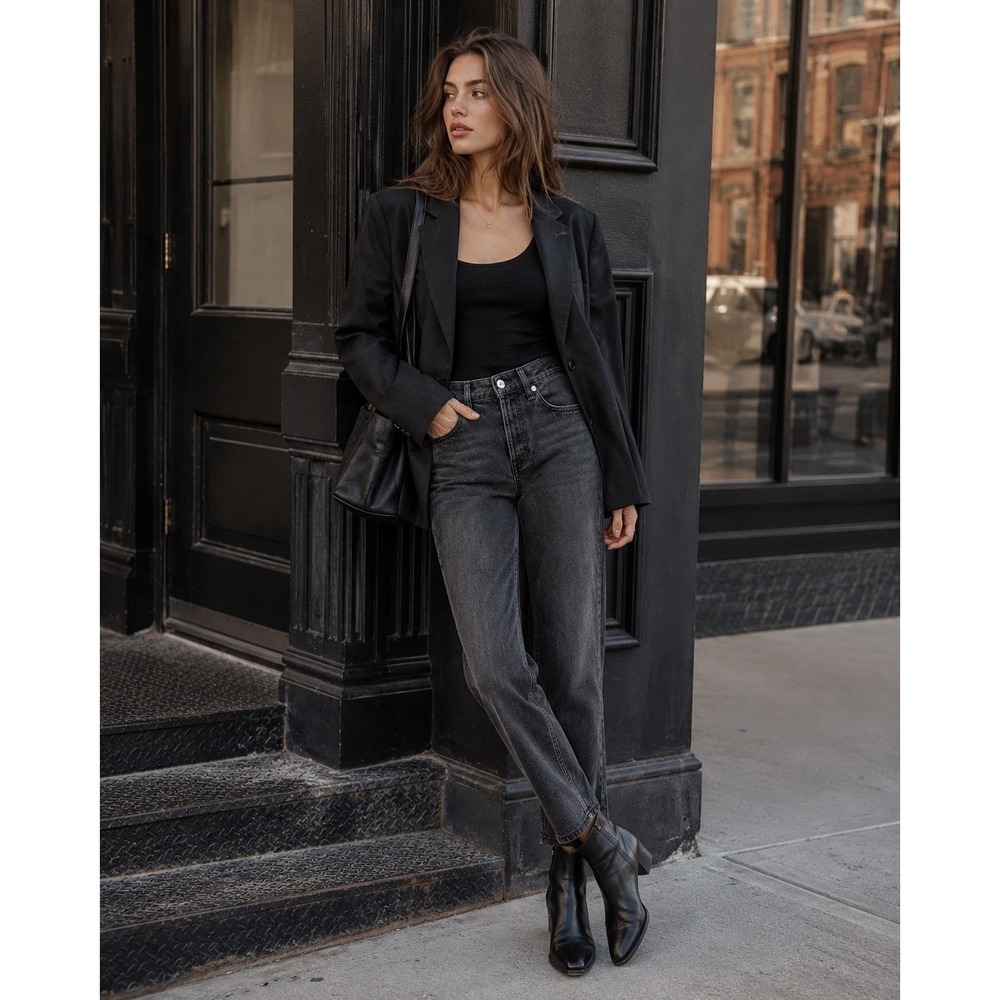 Rag & Bone Washed Black Boyfriend Jeans Premium Designer Denim size 26